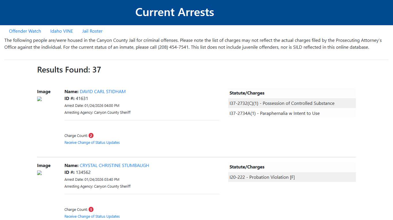 Current Arrests